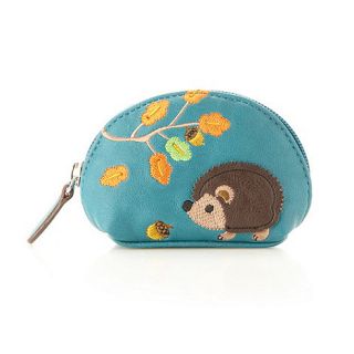 Mantaray Aqua hedgehog embroidered zip coin purse