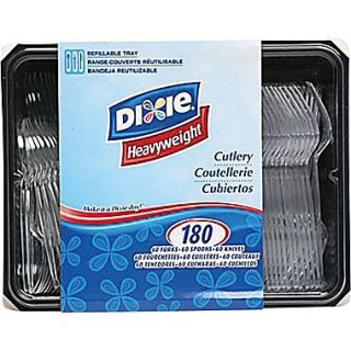 Dixie Plastic Cutlery Keeper, Assorted Forks, Knives & Spoons, Clear, 180/Pack