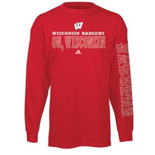 adidas College Team Pride Long Sleeve T Shirt   Mens   Football   Clothing   Wisconsin Badgers   Red/White