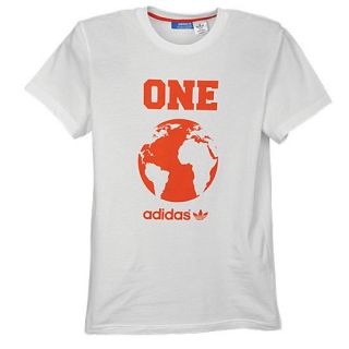 adidas Originals World Globe S/S T Shirt   Mens   Casual   Clothing   White/Collegiate Orange