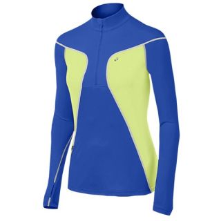 ASICS Lite Show Favorite 1/2 Zip   Womens   Running   Clothing   Dazzle Blue/Sunny Lime