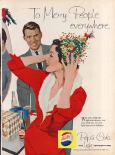 Pepsi To Merry People everywhere Christmas hat ad 1958: Entertainment Collectibles