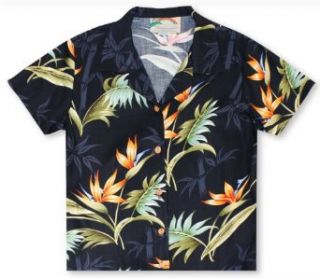 Paradise Found Ladies Birds In Paradise   Black Hawaiian Shirt: Clothing