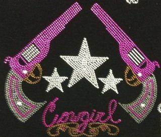 Cowgirl with Guns Rhinestone Transfer Design Iron on Hot Fix Heat Transfer Motif Bling Appliqu   DIY : Other Products : Everything Else