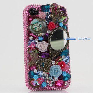 3D Swarovski Pink Crystal Bling Case Cover for iphone 4 / 4s AT&T Verizon & Sprint with makeup mirror Cell Phones & Accessories