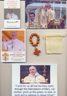 Finger Rosary Blessed by Pope Francis at 1st Mass Given by Him on 3/14/2013 at Vatican's Sistine Chapel also Includes Holy Card, Velour Bag, Photographs of Mass and of the Conclave the Day Before Caramel Colored : Other Products : Everything Else