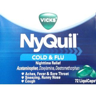 Vicks NyQuil Cold & Flu Relief LiquiCaps, 40 count Box: Health & Personal Care