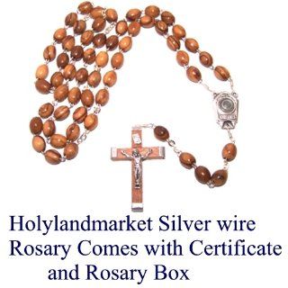 Olive Wood Rosary with Holy Water from the Jordan River   With Certificate of Authenticity (51 cm or 20"): Holylandmarket: Jewelry