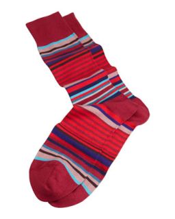 Multi Striped Mens Socks, Red Multi   Paul Smith   Red
