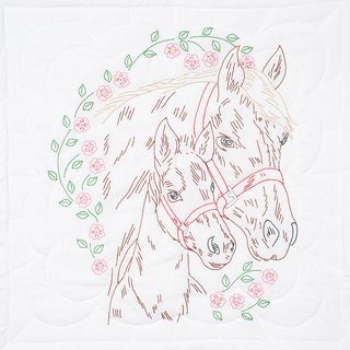 Stamped White Wall Or Lap Quilt 36inx36in mare   Colt