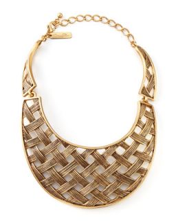 Basketweave Collar Necklace   Oscar de la Renta   Gold