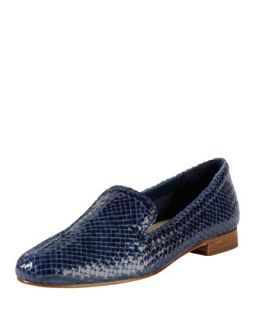 Sabrina Woven Leather Loafer, Blue   Cole Haan   Blue (38.5B/8.5B)