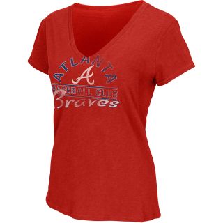 G III Womens Atlanta Braves Football Logo Slub V Neck Short Sleeve T Shirt  