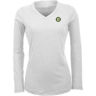 Antigua Oakland Athletics Womens Flip Long Sleeve V neck T Shirt   Size: Large,