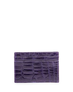 Mens Alligator Card Case, Purple   Purple