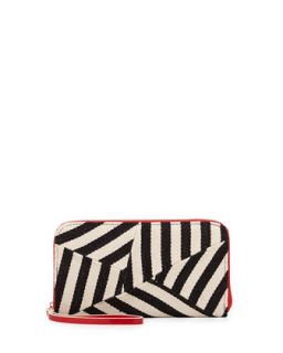 Striped Canvas Zip Wallet, Black/Red   POVERTY FLATS by rian