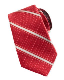 Mens Rope Stripe Silk Tie, Red   Robert Graham   Red