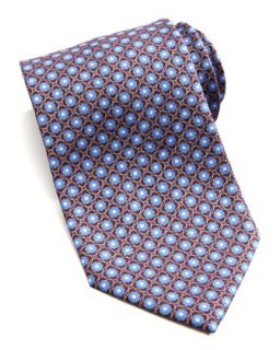 Mens Metallic Flower Circle Silk Tie, Light Blue   Brioni   Light blue