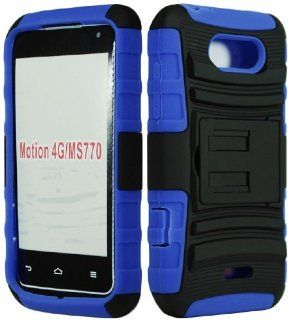 BasTexWireless Bastex Armor Holster Case / Blue Silicone Cover Hybrid for Lg Motion 4g Ms770: Cell Phones & Accessories
