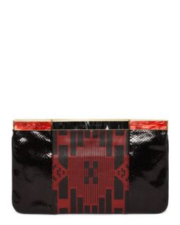 Patchwork Hexagon Frame Clutch Bag, Black/Red   Alexander McQueen