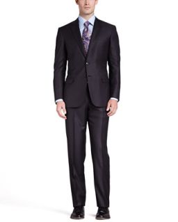 Mens Tonal Stripe Two Piece Suit, Charcoal   Brioni   Grey (48L)