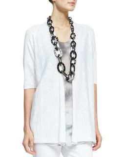 Womens Half Sleeve Open Front Cardigan, Petite   Eileen Fisher   White (PS
