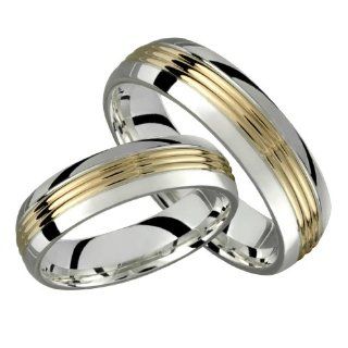 Beau   Elegant Two Tone Comfort Fit Wedding Band for Him & Her! Custom Made! Choose your Size.: Alain Raphael: Jewelry