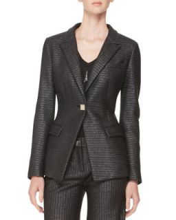 Womens Raffia One Button Jacket, Black   Versace Collection   Black (48/12)