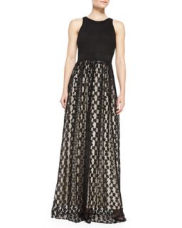 Womens Stella Cheetah Lace Racerback Gown   Milly   Black/Black/Nude (4)