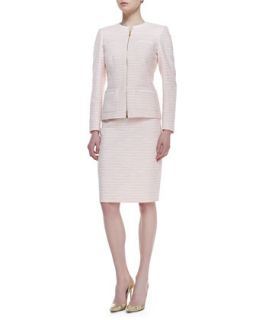 Womens Long Sleeve Tweed Skirt Suit, Peach Sorbet   Albert Nipon   Peach