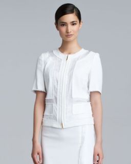 Womens Bisar Stretch Cotton Zip Jacket, White   Escada   White (38/8)