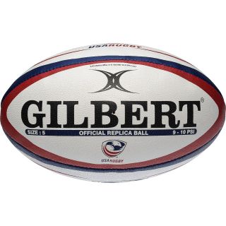 GILBERT USA Rugby Official Replica Ball   Size: 5, Scarlet/white