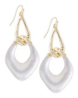Opaque Silvery Lucite Link Earrings   Alexis Bittar   Silver