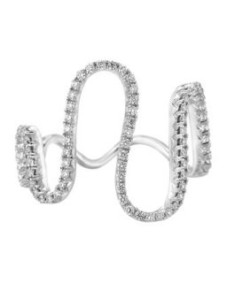 18k White Gold Diamond Wave Ring   A Link   White (6.5)