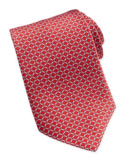 Mens Wide Oval Link Pattern Tie, Red   Brioni   Red