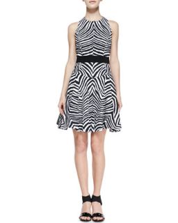 Womens Zebra Print A Line Dress   Milly   Black (10)