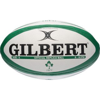 GILBERT IRFU Official Replica Rugby Ball   Size: 5, Kelly/white