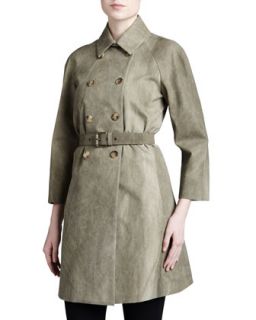 Womens Double Breasted Trench, Limestone   Michael Kors   Limestone (12)