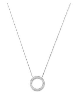 Pave Circle Pendant Necklace, Silver Color   Michael Kors   Silver