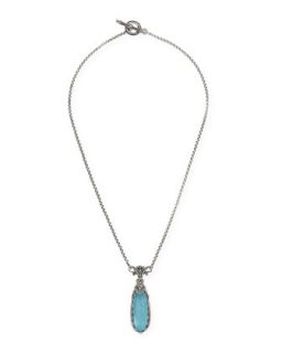 Turquoise & Rock Crystal Doublet Pendant Necklace   Konstantino   Turquoise