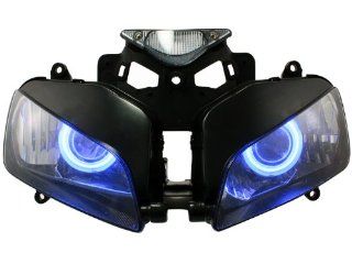 Headlight Assembly for 2004 2007 Honda Cbr1000rr with Hid Blue Angel Demon Eyes: Automotive