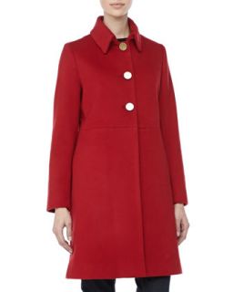 Womens Modern Golden Button Coat, Red   Sofia Cashmere   Red (10)
