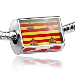 Bead with Hearts Ibiza (Spain) Flag   Charm Fit All European Bracelets , Neonblond: NEONBLOND: Jewelry
