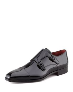 Mens Patent Double Monk Loafer   Magnanni for Neiman Marcus   Black (43.5/10.