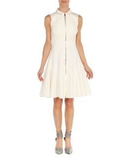 Womens Pleated Zip Flare Dress   Arzu Kaprol   Off white (38/M)