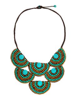 Beaded Rope Bib Necklace, Turquoise   Panacea   Turquoise/Blue