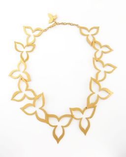 Hammered Gold Flower Necklace   Herve Van Der Straeten   Gold