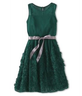 Us Angels Lace Detail Crinkle Chiffon Dress Girls Dress (Green)