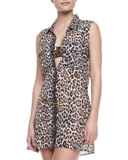 Womens Luxe Leopard Print Coverup Dress   Juicy Couture   Angel (SMALL/4 6)