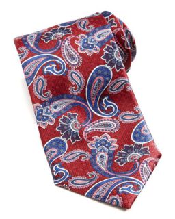 Mens Floral Paisley Silk Tie, Red   Brioni   Red